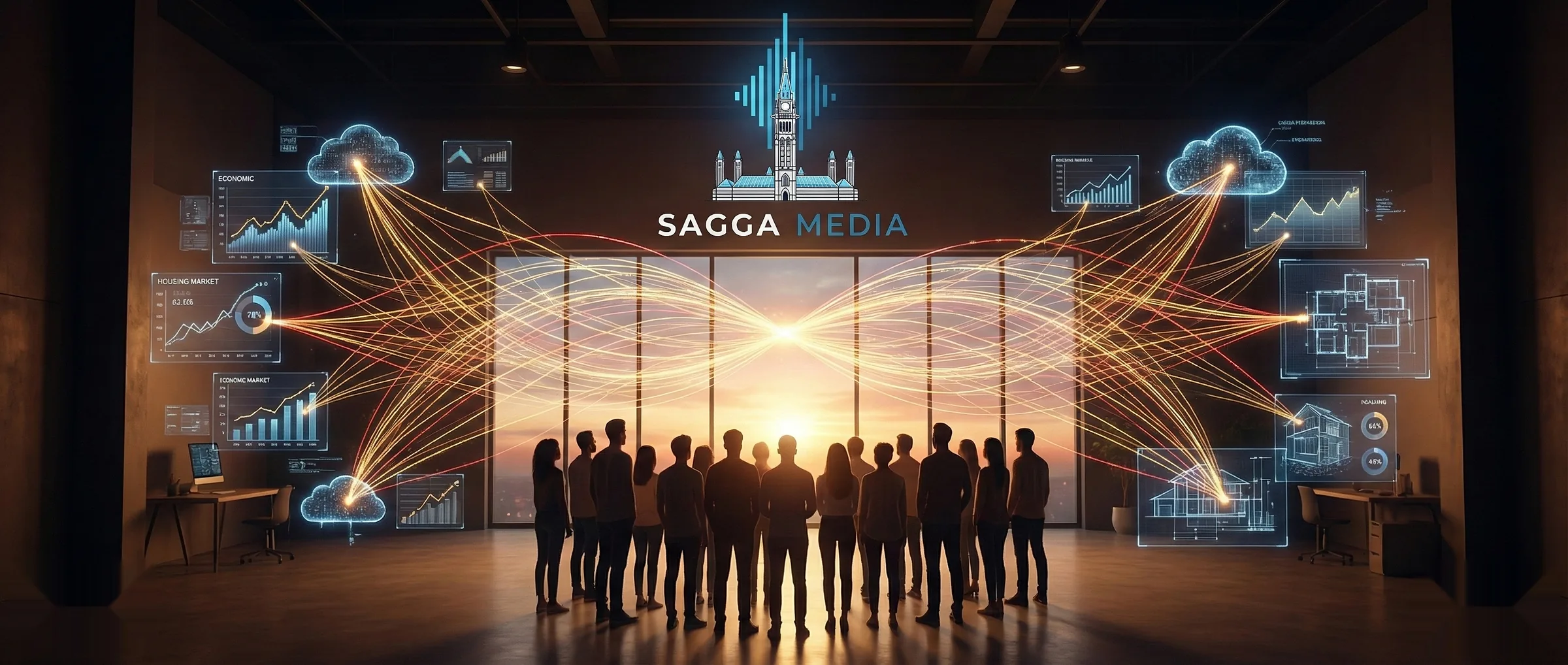 Sagga Media, an audience gathered around a live broadcast