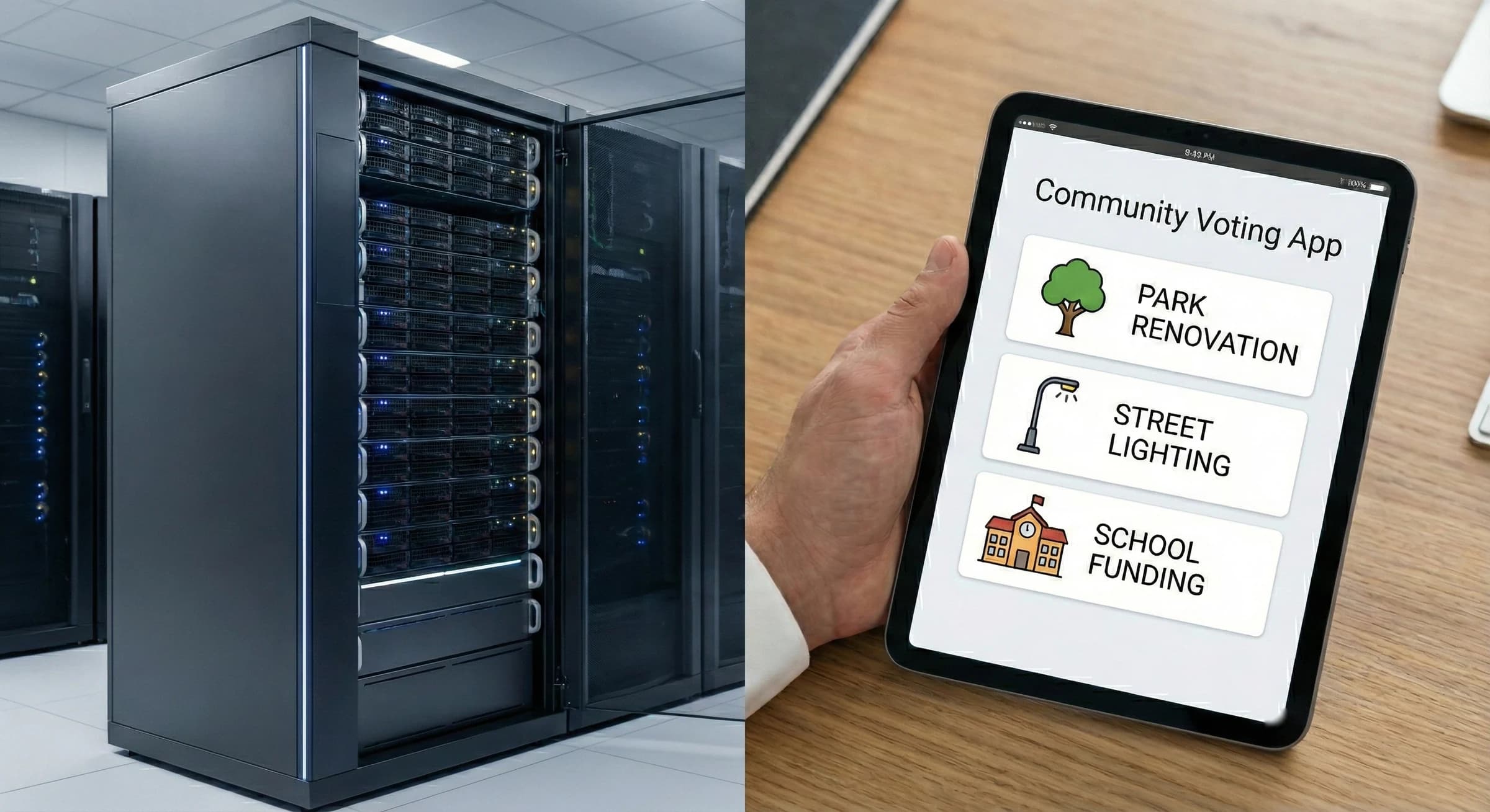 Public infrastructure paired with a citizen budget-allocation app